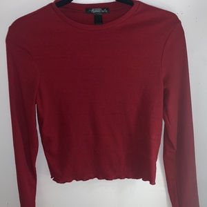 Red long sleeve ruffled top
